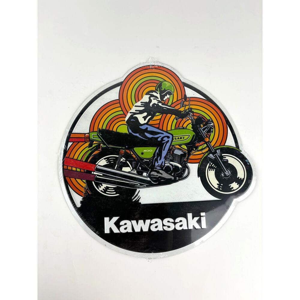 Kawasaki Motorcycle Motorbike 12" Metal Tin Embossed Sign Garage Vintage New